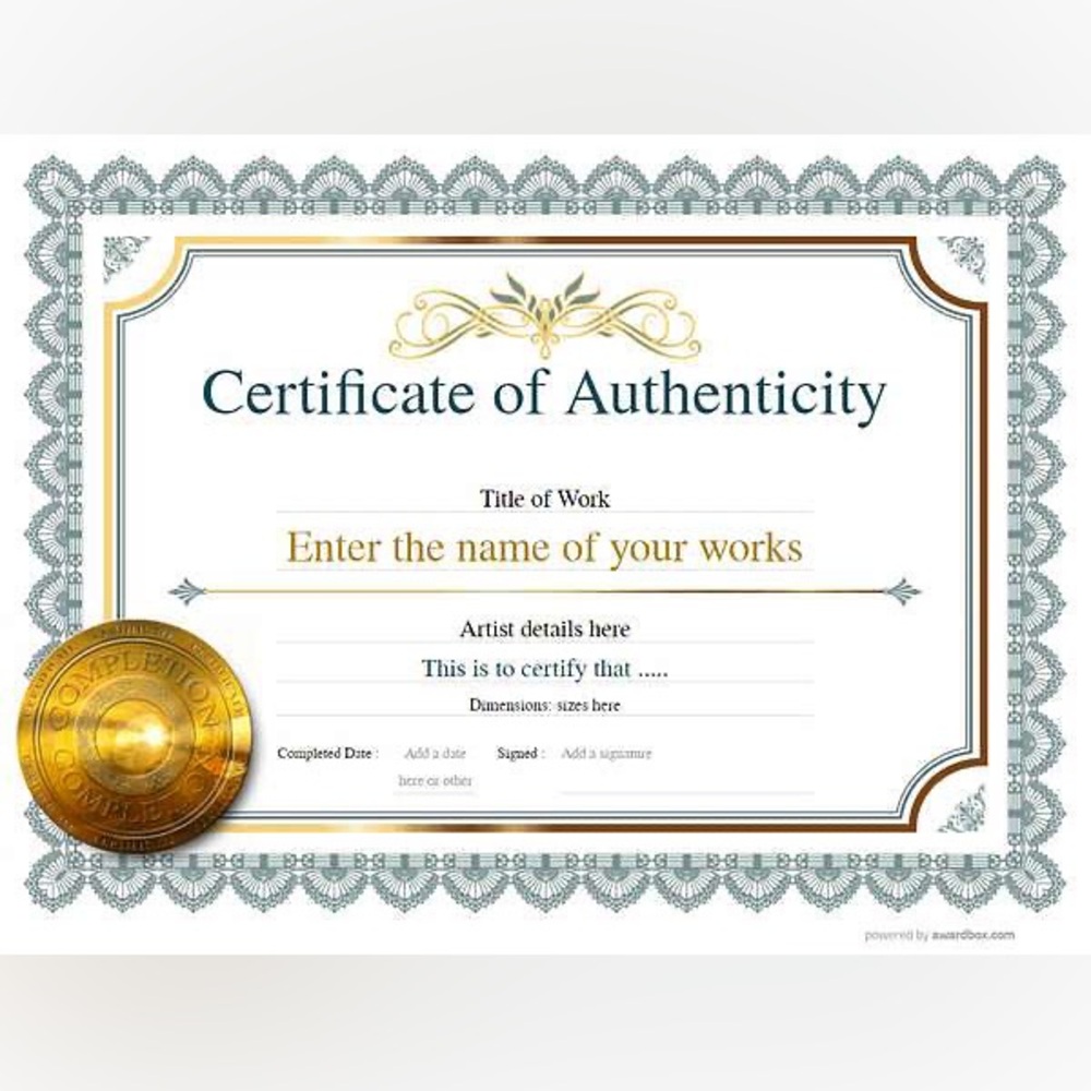 Certificate of Authenticity ♥️